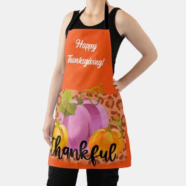 Thankful Autumn Customize Text and Color Apron (Insitu)