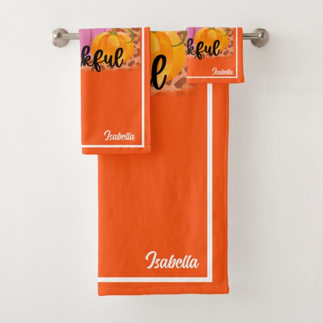 Thankful Autumn Customize Text and Color Bath Towel Set (Insitu)