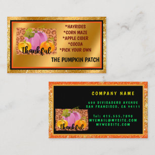 Thankful Autumn Customize Text and Color Business Card