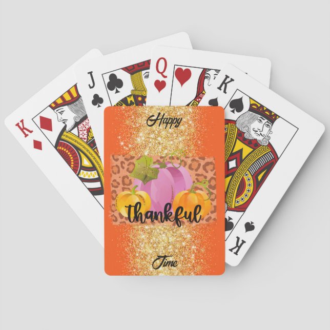 Thankful Autumn Customize Text and Color Poker Cards (Back)