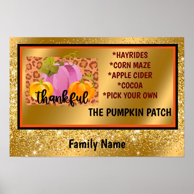 Thankful Autumn Customize Text and Color Poster (Front)