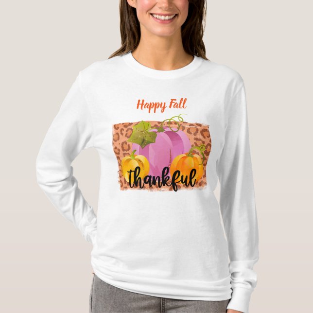 Thankful Autumn Customize Text T-Shirt (Front)