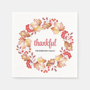 Thankful Autumn Fall Colors Modern Thanksgiving Napkins