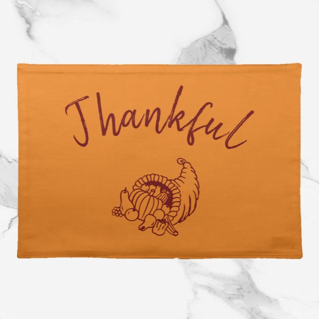 Thankful Autumn Fall Cornucopia Cloth Placemat (Creator Uploaded)