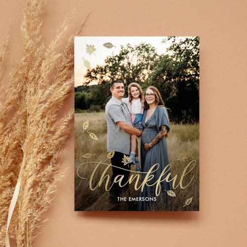 Thankful Autumn Happy Thanksgiving Photo Card