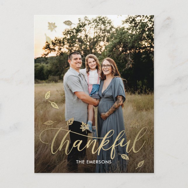 Thankful Autumn Happy Thanksgiving Photo Postcard (Front)