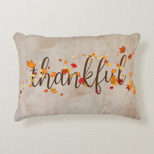 Thankful Autumn Leaves Accent Pillow