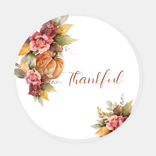 Thankful Autumn Orange Pumpkin Thanksgiving Coaster Set (Single)