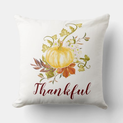 Thankful Autumn Pumpkin Throw Pillow