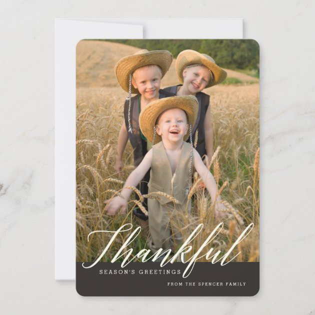 Thankful Autumn Seasonal Photo Greeting Holiday Card
