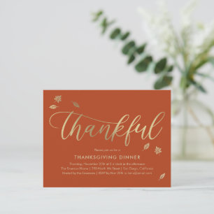 Thankful Autumn Thanksgiving Invitation Postcard