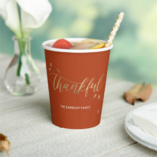 Thankful Autumn Thanksgiving Party Paper Cup