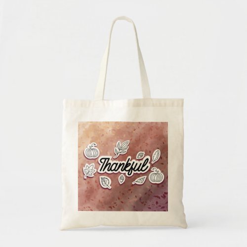 Thankful autumn watercolor stickers tote bag