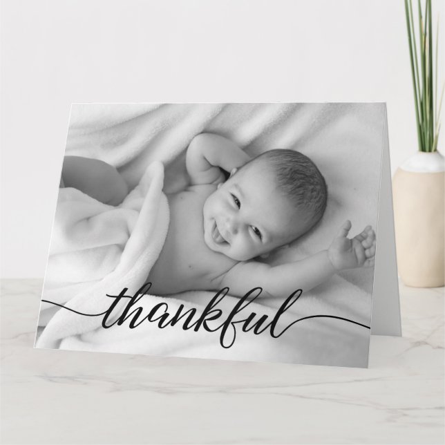 Thankful Baby birth Announcement photo Thank you (Front)