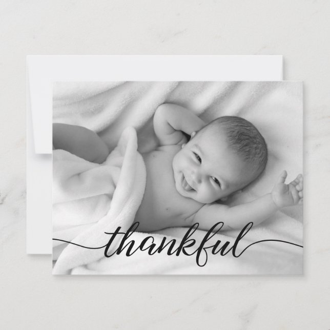 Thankful Baby Photo Birth Announcement (Front)