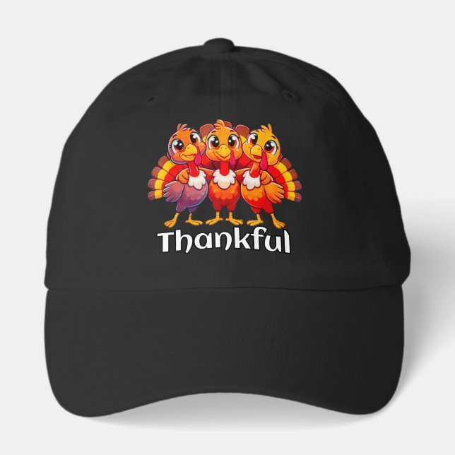 Thankful baby turkey funny cartoon  hat (Front)