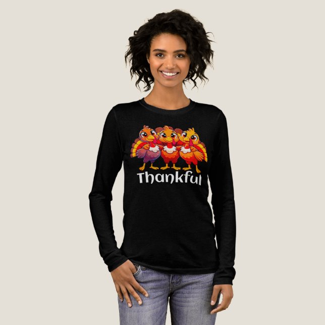 Thankful baby turkey funny cartoon  Tri-Blend shirt (Full Front)