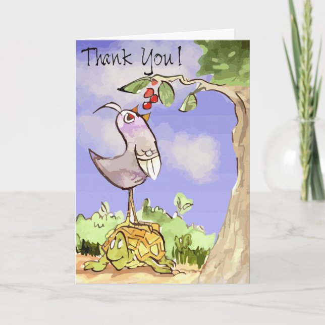 Thankful bird and turtle pal thank you card (Front)