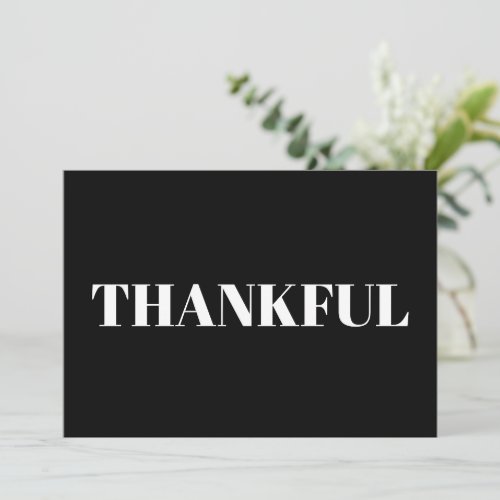 Thankful black and white modern thanksgiving card