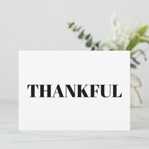 Thankful black and white modern thanksgiving card