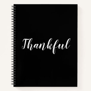 Thankful black custom script text elegant notebook
