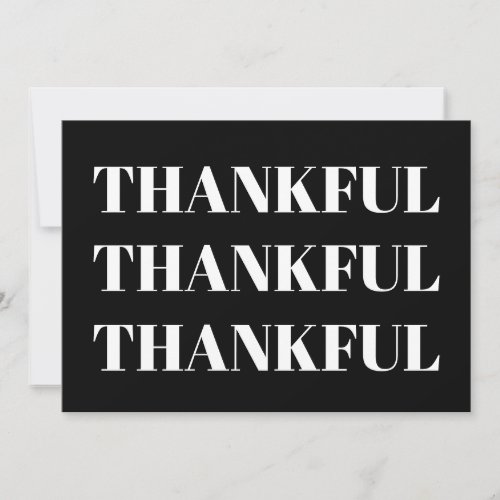 Thankful black  white modern thanksgiving card