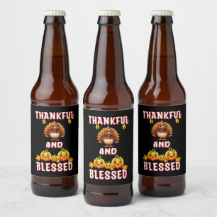Thankful Blessed 23 US Maple November Thanksgiving Beer Bottle Label