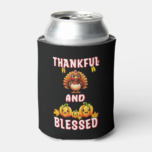 Thankful Blessed 23 US Maple November Thanksgiving Can Cooler