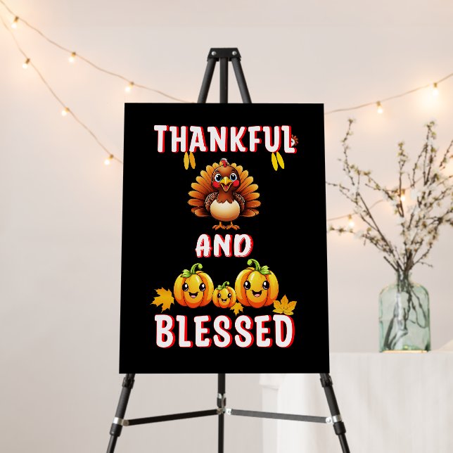 Thankful Blessed 23 US Maple November Thanksgiving Foam Board (In Situ (Stand))