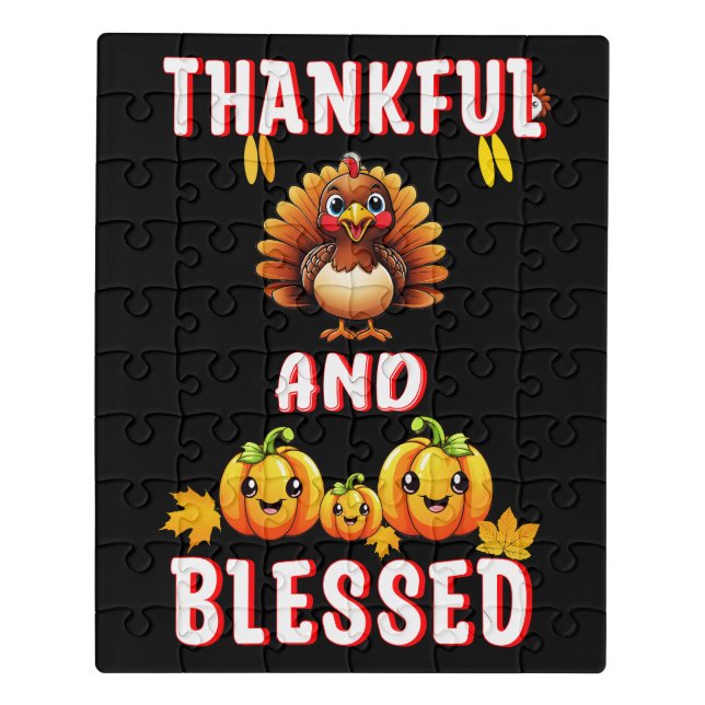 Thankful Blessed 23 US Maple November Thanksgiving Jigsaw Puzzle (Puzzle Vertical)