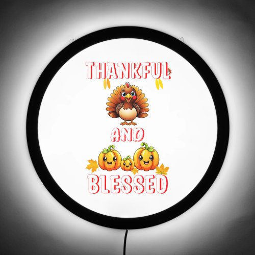 Thankful Blessed 23 US Maple November Thanksgiving LED Sign