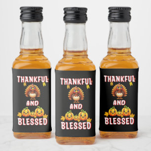 Thankful Blessed 23 US Maple November Thanksgiving Liquor Bottle Label