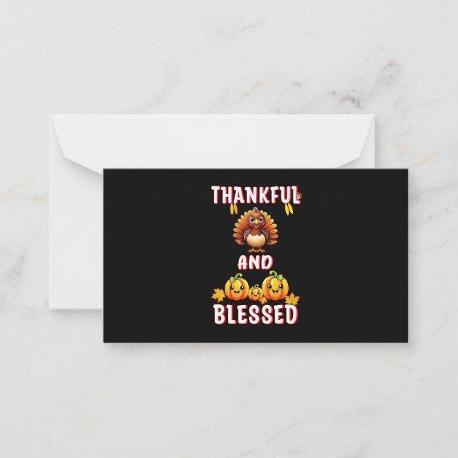 Thankful Blessed 23 US Maple November Thanksgiving Note Card (Front)