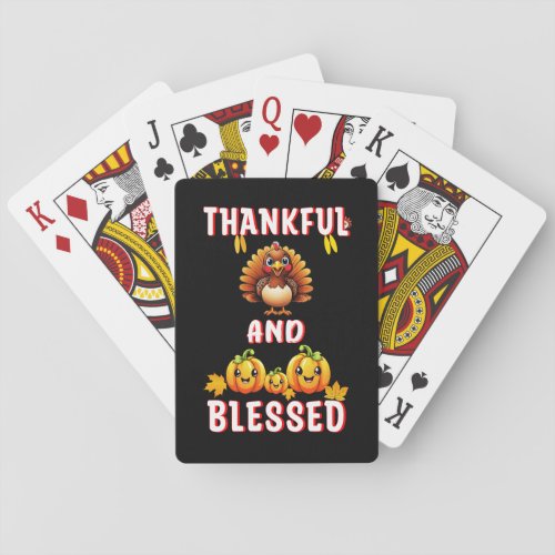 Thankful Blessed 23 US Maple November Thanksgiving Playing Cards