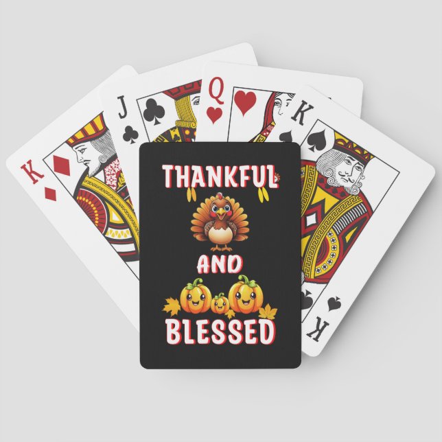 Thankful Blessed 23 US Maple November Thanksgiving Poker Cards (Back)