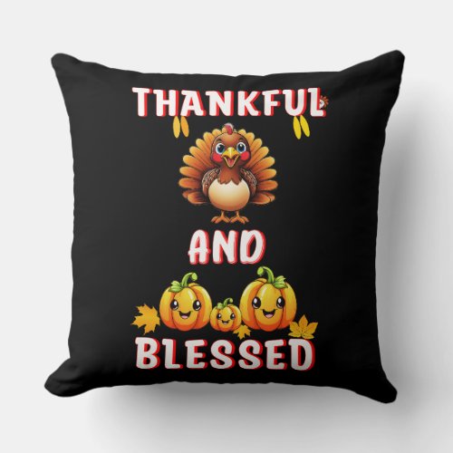 Thankful Blessed 23 US Maple November Thanksgiving Throw Pillow