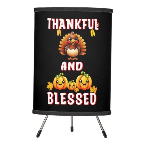 Thankful Blessed 23 US Maple November Thanksgiving Tripod Lamp
