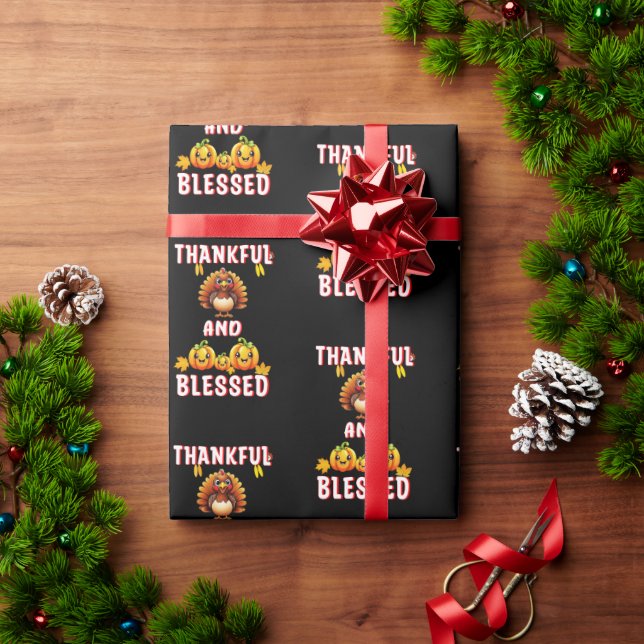 Thankful Blessed 23 US Maple November Thanksgiving Wrapping Paper (Holiday Gift)