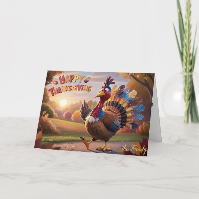 Thankful, Blessed, and Turkey-Obsessed Thank You Card (Front)