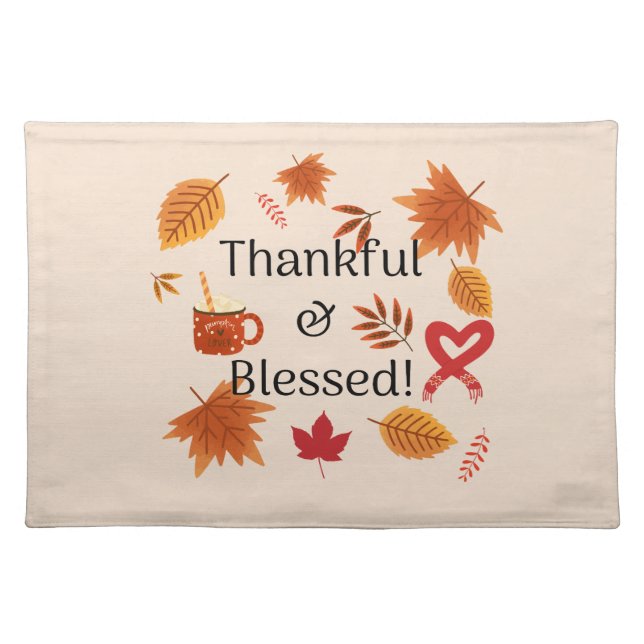 Thankful & Blessed Fall Design Cloth Placemat (Front)