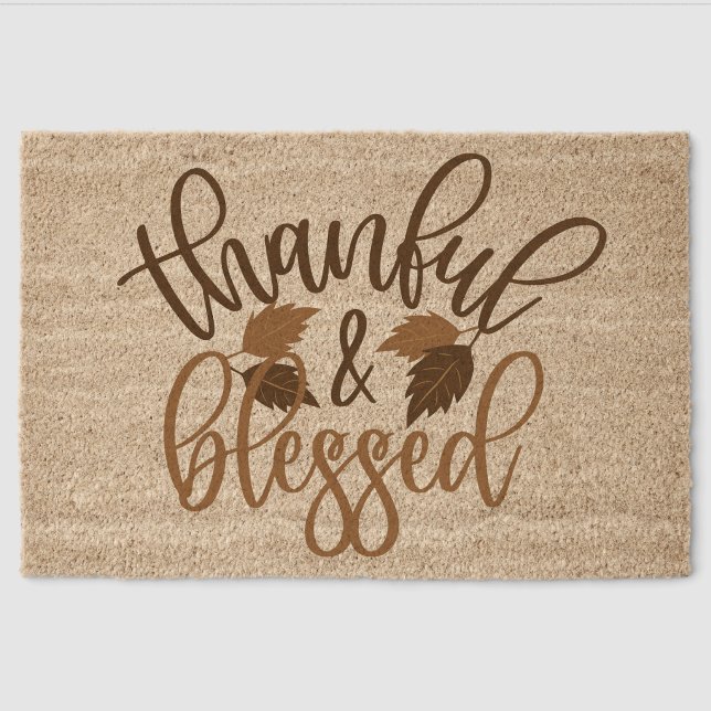 Thankful & Blessed Fiber Doormat (Front)
