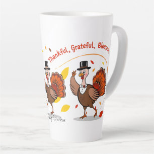 Thankful Blessed Grateful Happy Thanksgiving Latte Mug