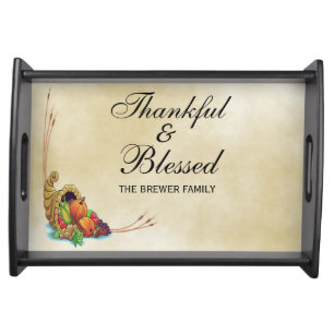 Thankful & Blessed Personalized Serving Tray