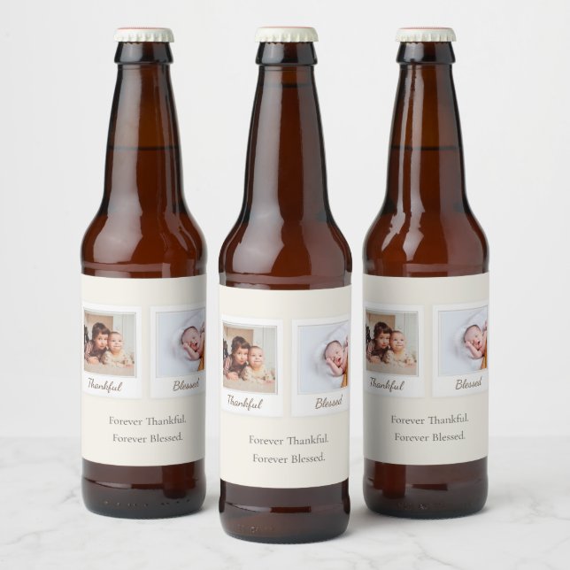 Thankful & Blessed Polaroid Photo | Custom Gift Beer Bottle Label (Bottles)
