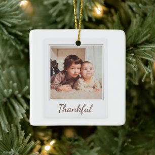 Thankful & Blessed Polaroid Photo Custom Gift Ceramic Ornament