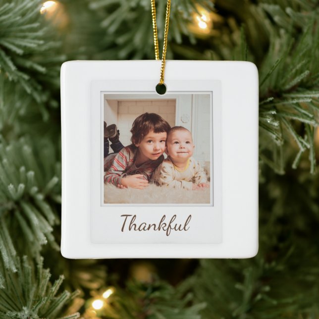 Thankful & Blessed Polaroid Photo | Custom Gift Ceramic Ornament (Tree)
