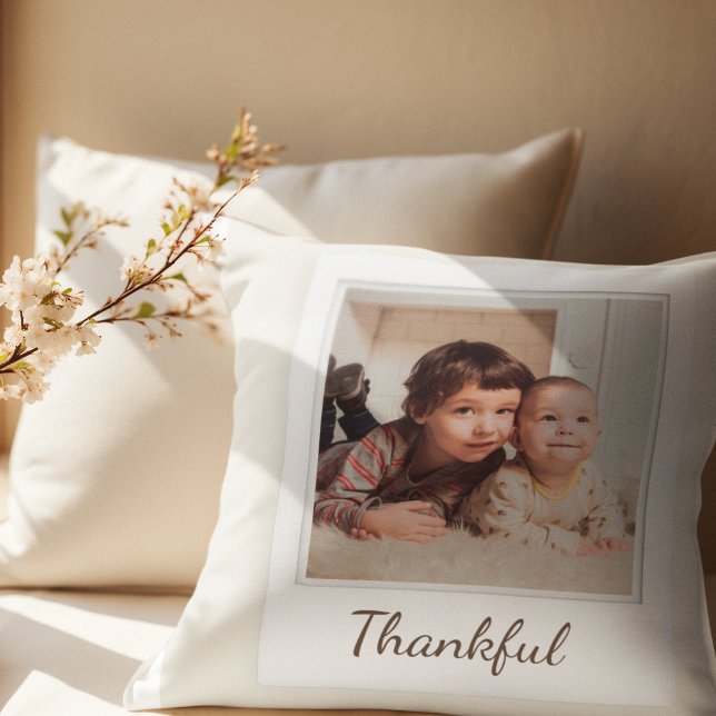 Thankful & Blessed Polaroid Photo | Custom Gift Throw Pillow (Creator Uploaded)