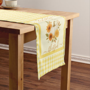 Thankful & Blessed Pumpkin   Fall Thanksgiving  Short Table Runner