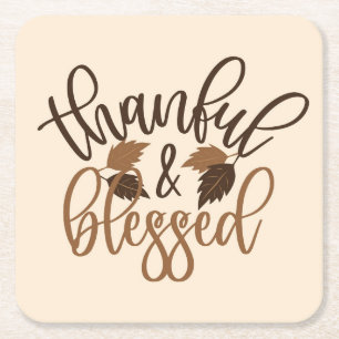 Thankful & Blessed Square Paper Coaster