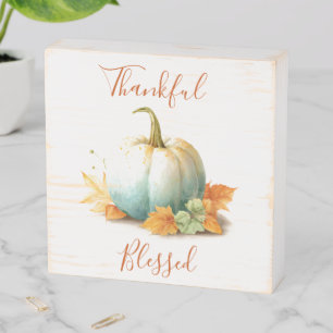Thankful & Blessed Thanksgiving Wood Box Sign